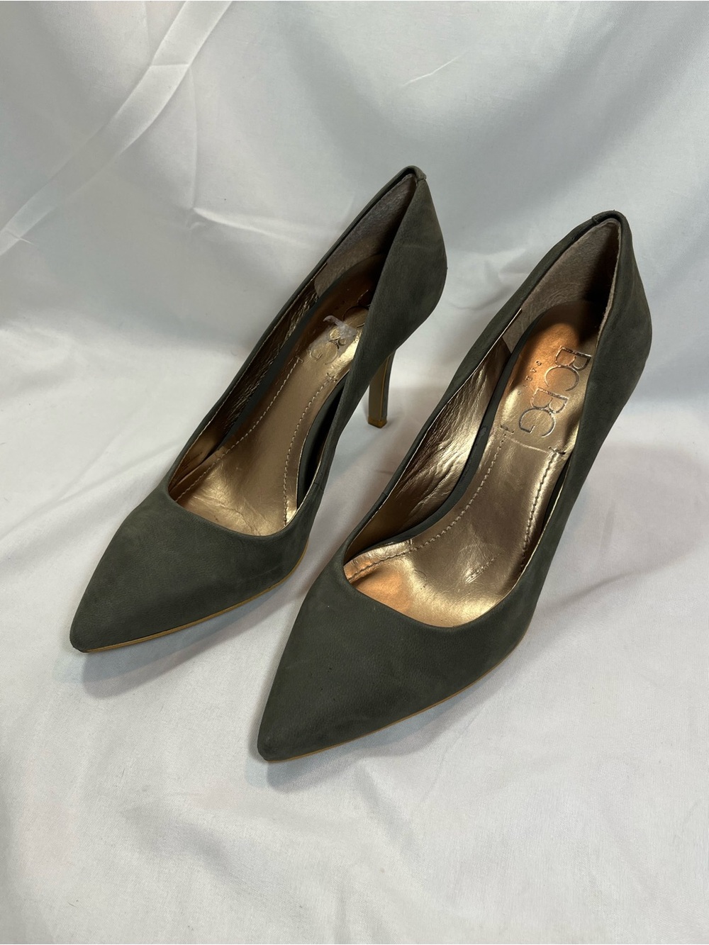 BCBG Paris Olive Green Pointed Suede Pumps